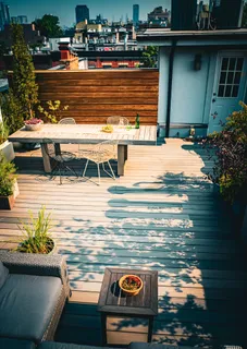 a view of roof deck with city view