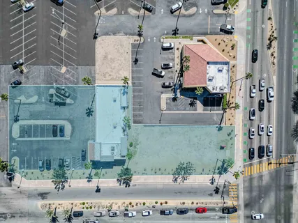 an aerial view of residential building and city view