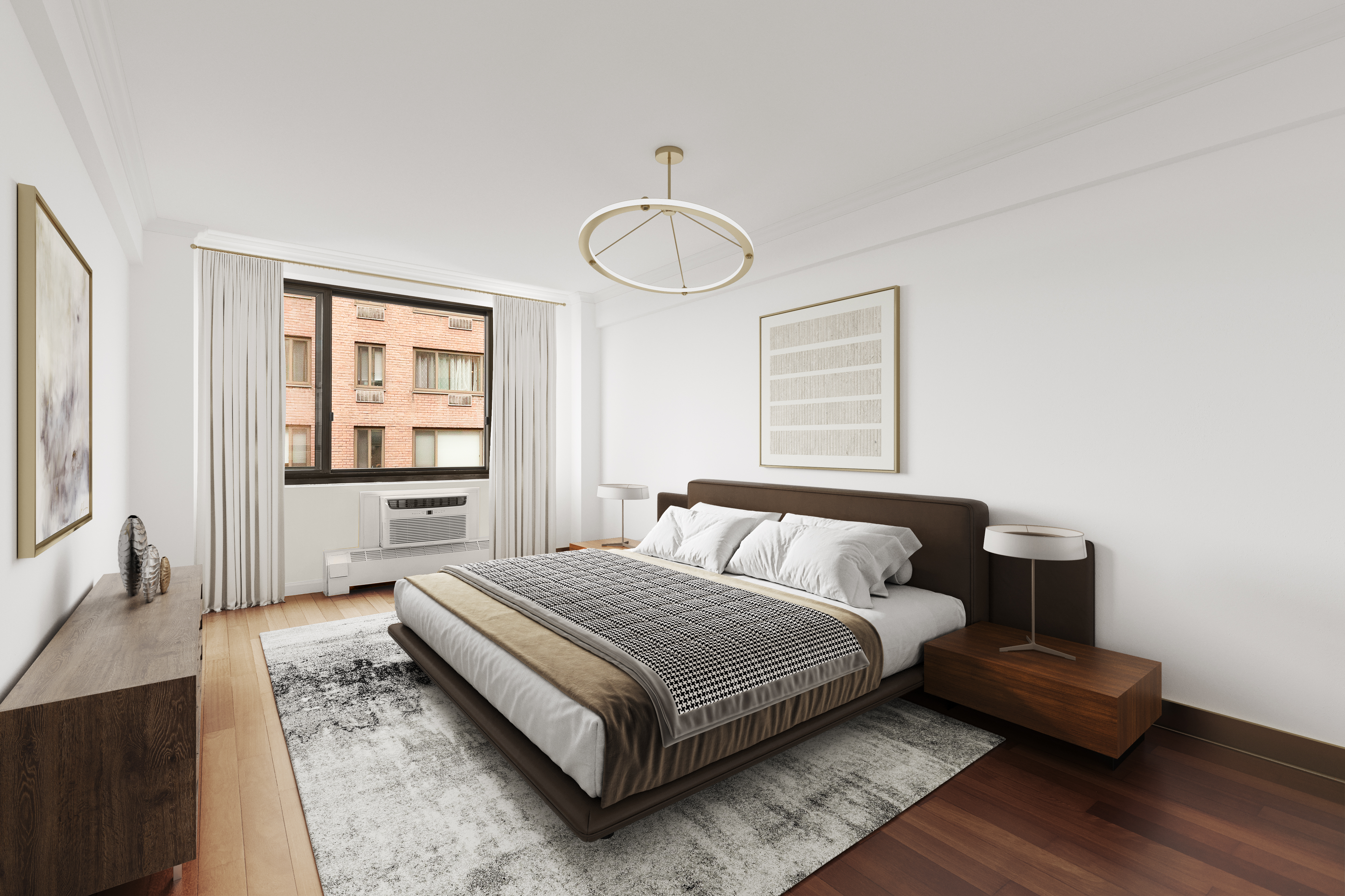 425 East 63rd Street, Unit E7A Manhattan, NY 10065 - Photo 3 of 13 a bedroom with a bed and wooden floor