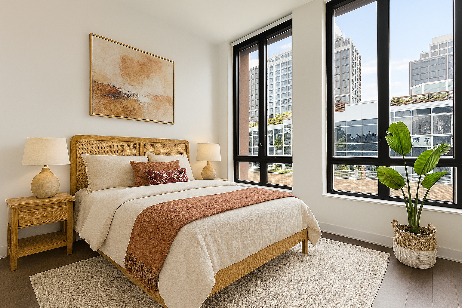 205 Water Street, Unit PHC Brooklyn, NY 11201 - Photo 9 of 14 a bedroom with a bed and large window