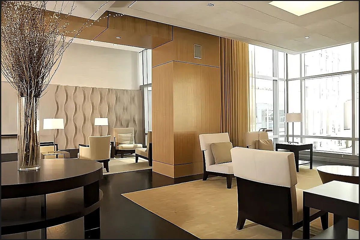 18 West 48th Street, Unit 4F Manhattan, NY 10036 - Photo 12 of 20 a view of a dining room with furniture and window