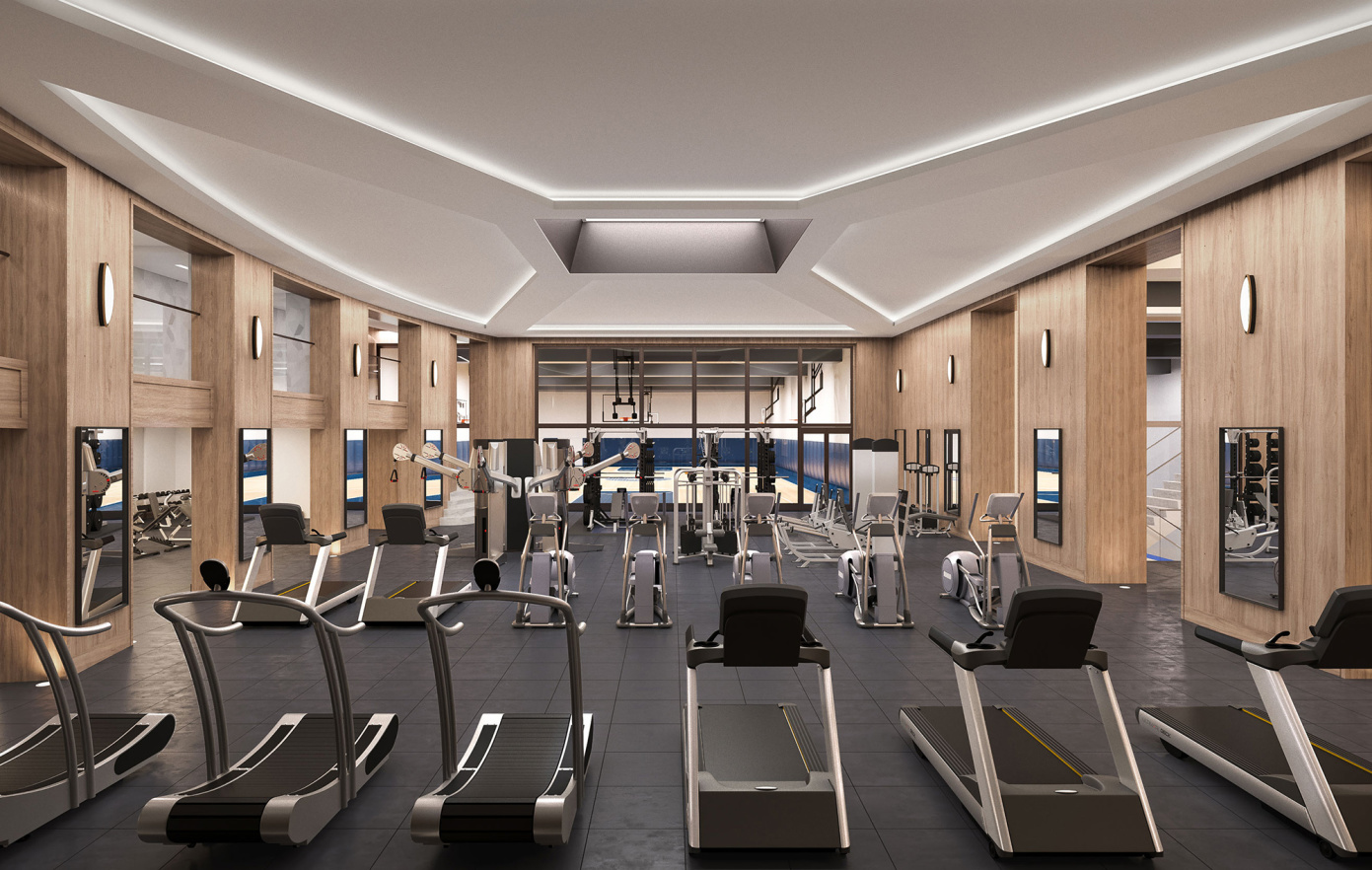 30 Riverside Boulevard, Unit 29B Manhattan, NY 10069 - Photo 22 of 28 a room with gym equipment and large windows