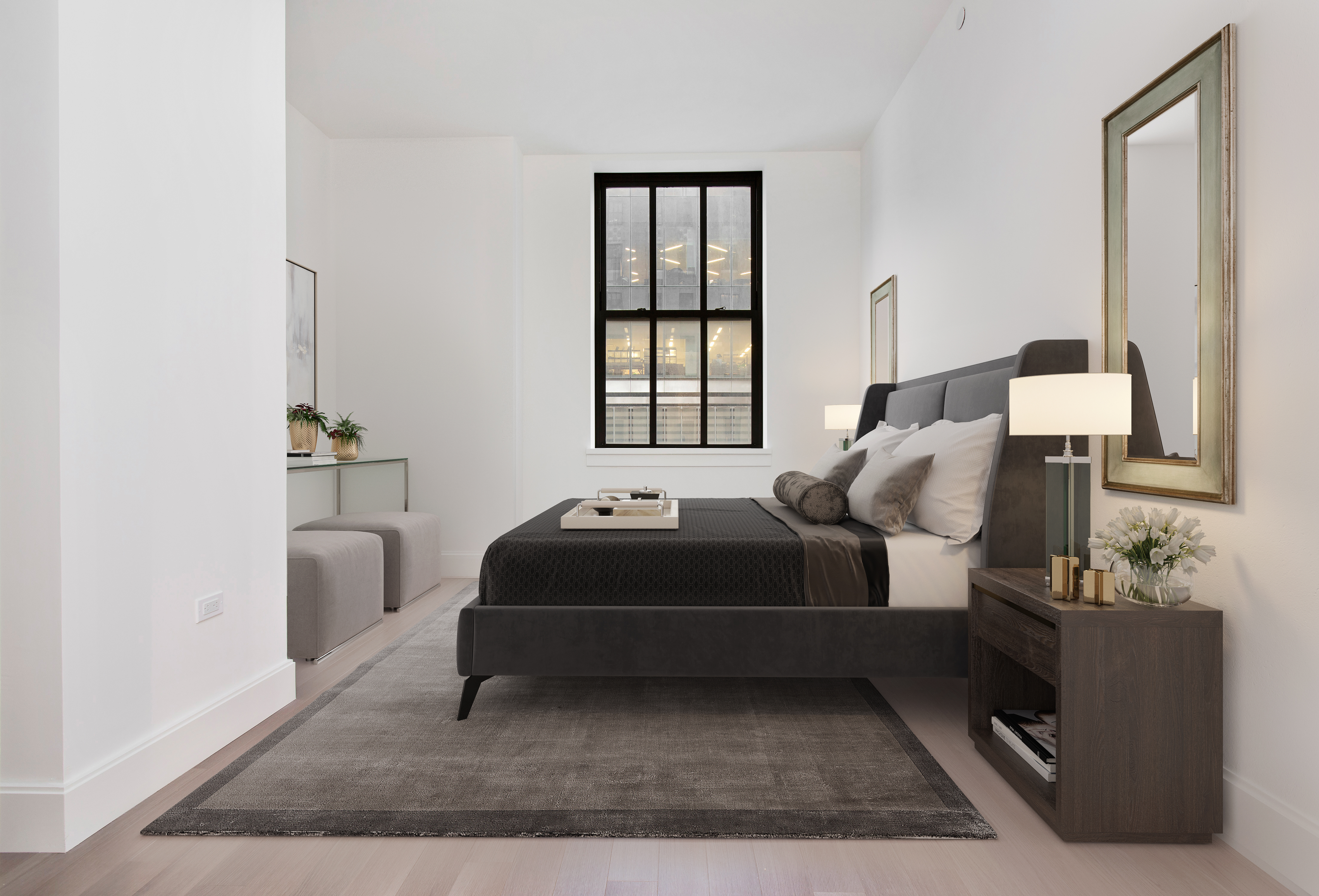 100 Barclay Street, Unit 12L Manhattan, NY 10007 - Photo 5 of 7 a bedroom with a bed and window