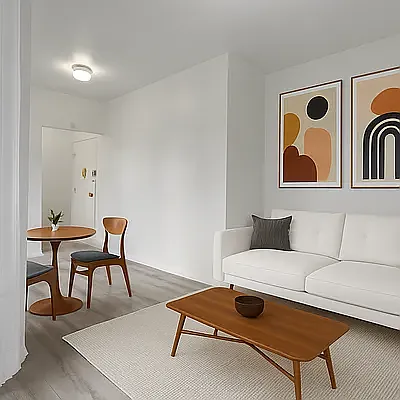 824 9th Avenue, Unit 5RN Manhattan, NY 10019 - Photo 3 of 11 a living room with furniture and a wooden floor