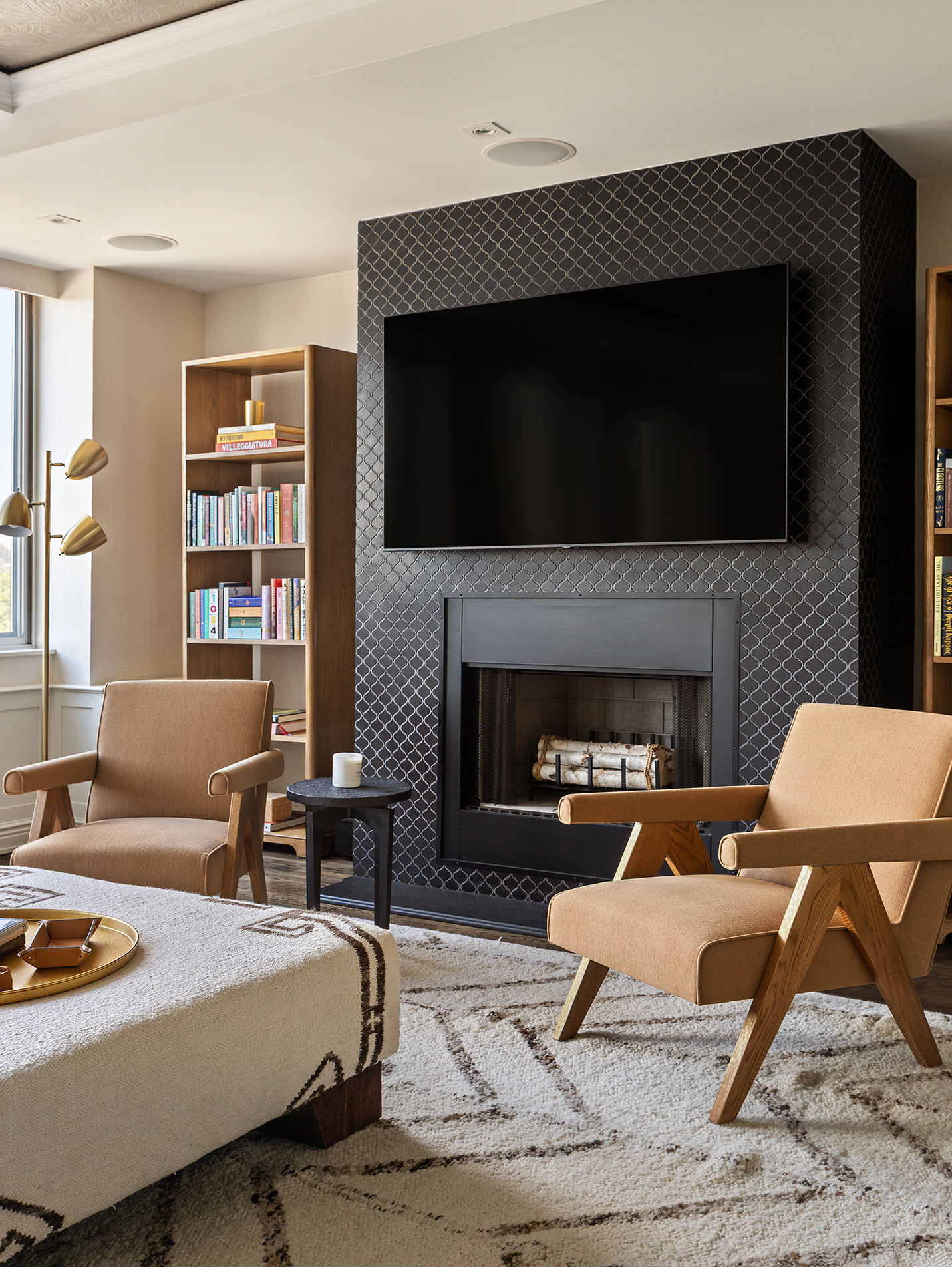 167 Perry Street, Unit 4NQ Manhattan, NY 10014 - Photo 3 of 20 a living room with furniture and a fireplace