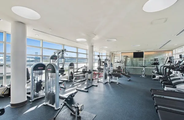 a view of a room with gym equipment