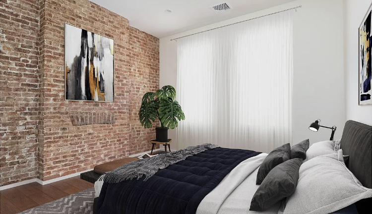 201 East 31st Street, Unit 2 Brooklyn, NY 11226 - Photo 3 of 6 a bedroom with a bed and a potted plant