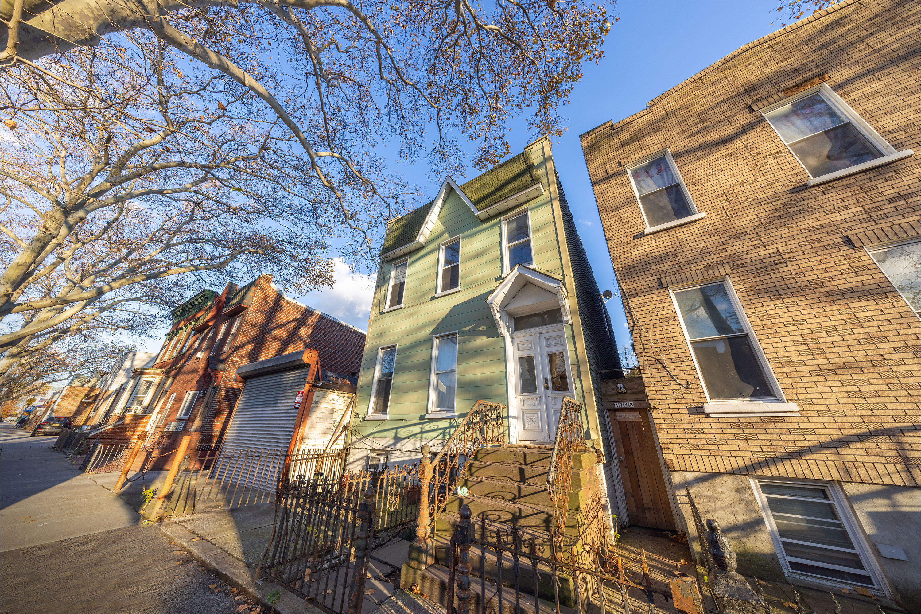 a front view of a building