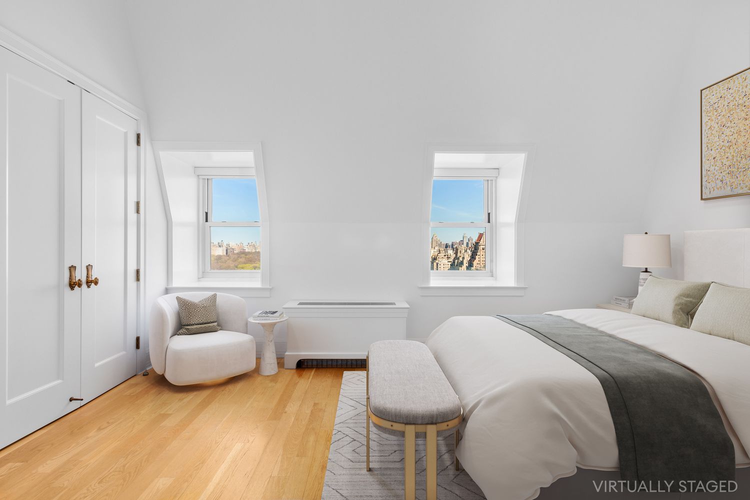 1 Central Park South, Unit 1907 Manhattan, NY 10019 - Photo 6 of 13 a bedroom with a bed and a couch