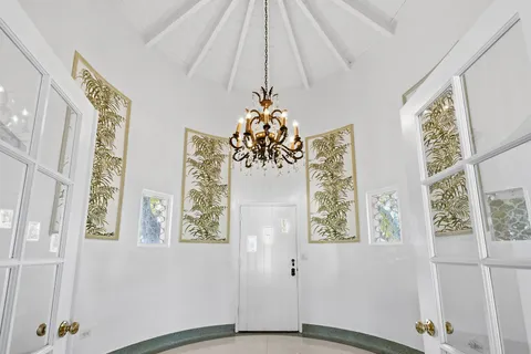 a dining room with window