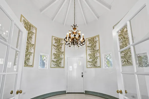 a dining room with window