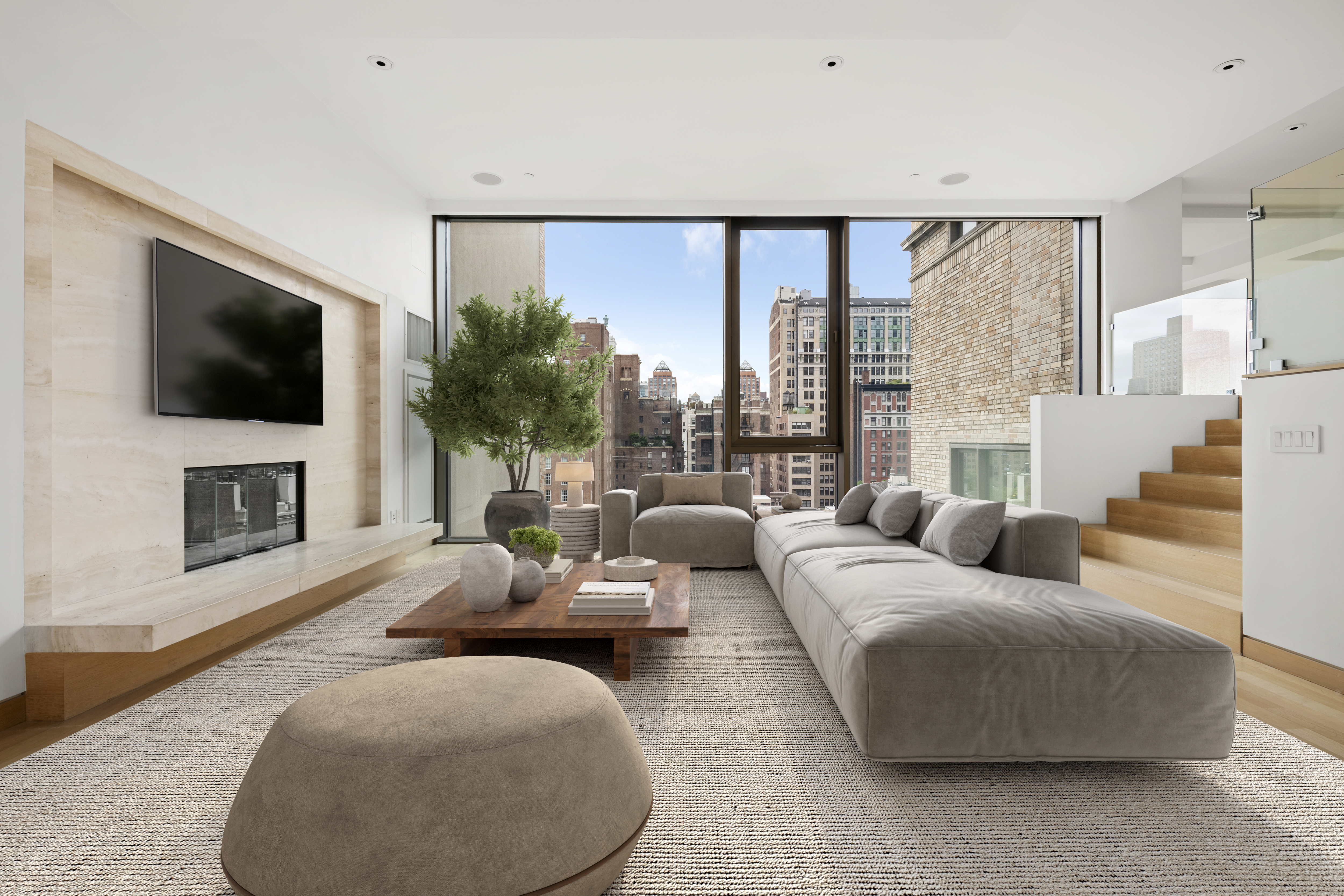 50 Gramercy Park North, Unit 15A Manhattan, NY 10010 - Photo 4 of 29 a living room with furniture and a flat screen tv