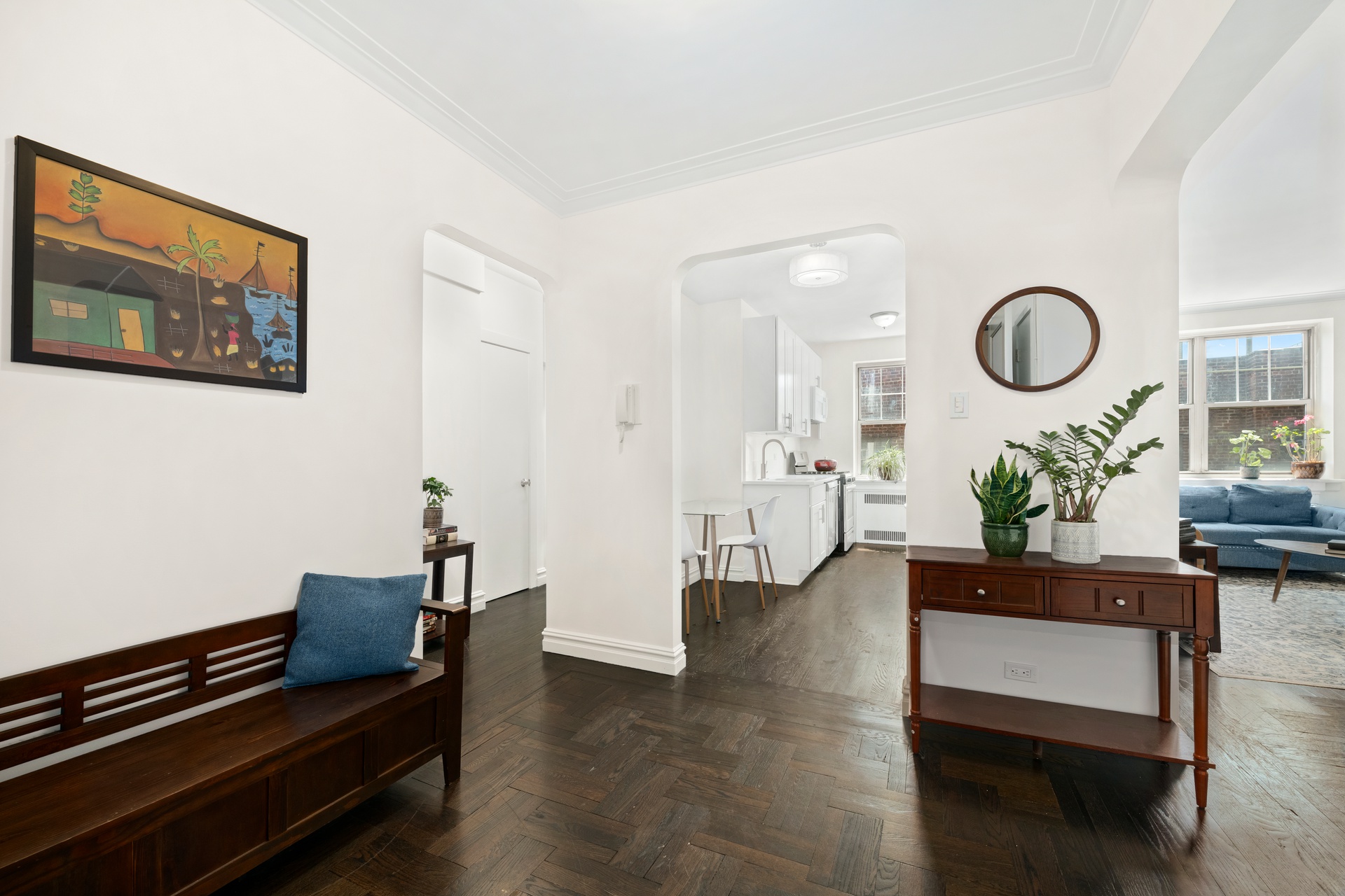 720 Fort Washington Avenue, Unit 6D Manhattan, NY 10040 - Photo 4 of 7 a living room with furniture and a wooden floor