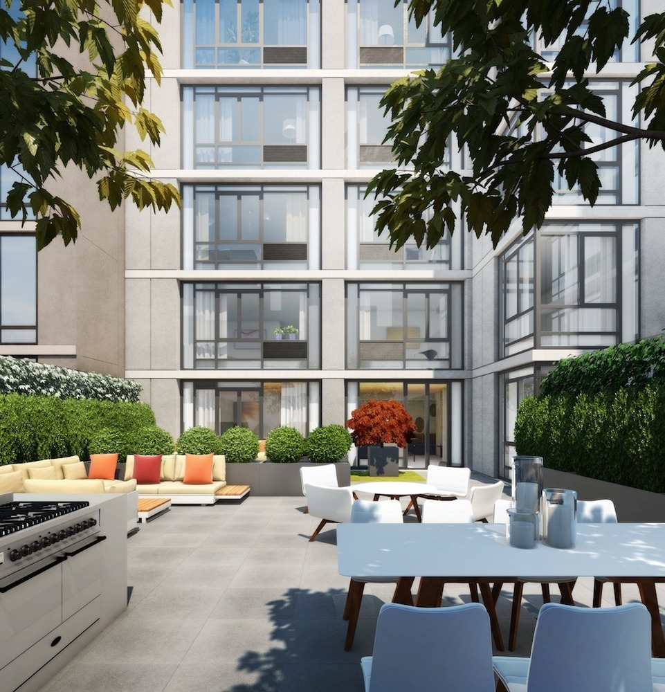 385 1st Avenue, Unit 14D Manhattan, NY 10010 - Photo 6 of 9 a view of a patio with couches table and chairs and potted plants