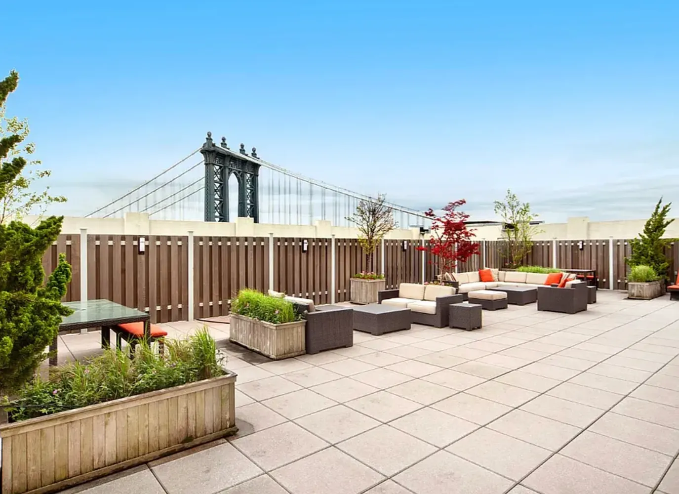 a view of a terrace with seating space