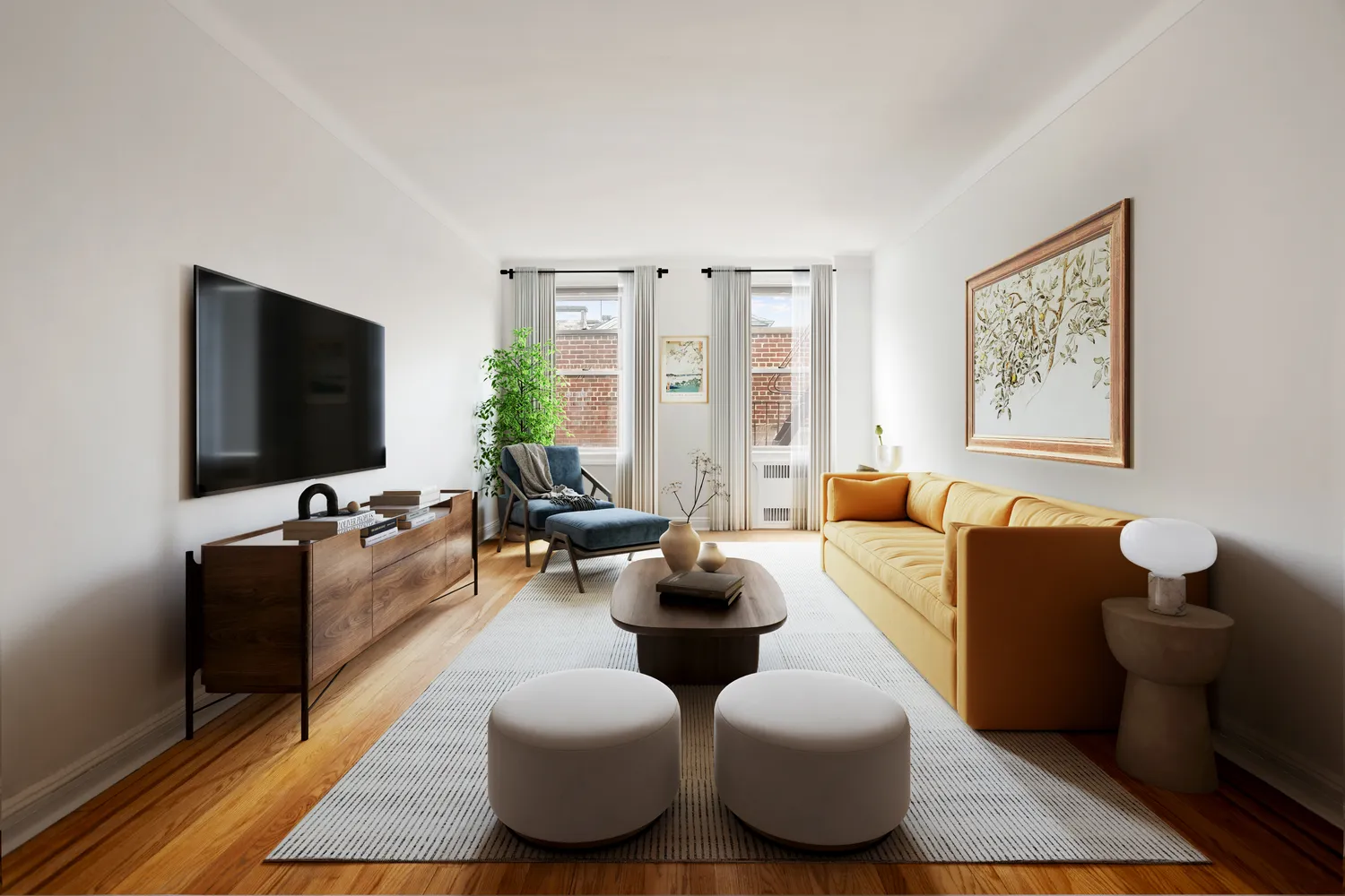 a living room with furniture and a flat screen tv