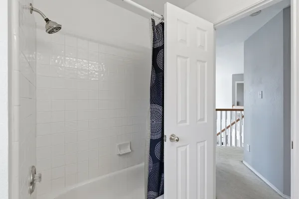 a bathroom with a bathtub