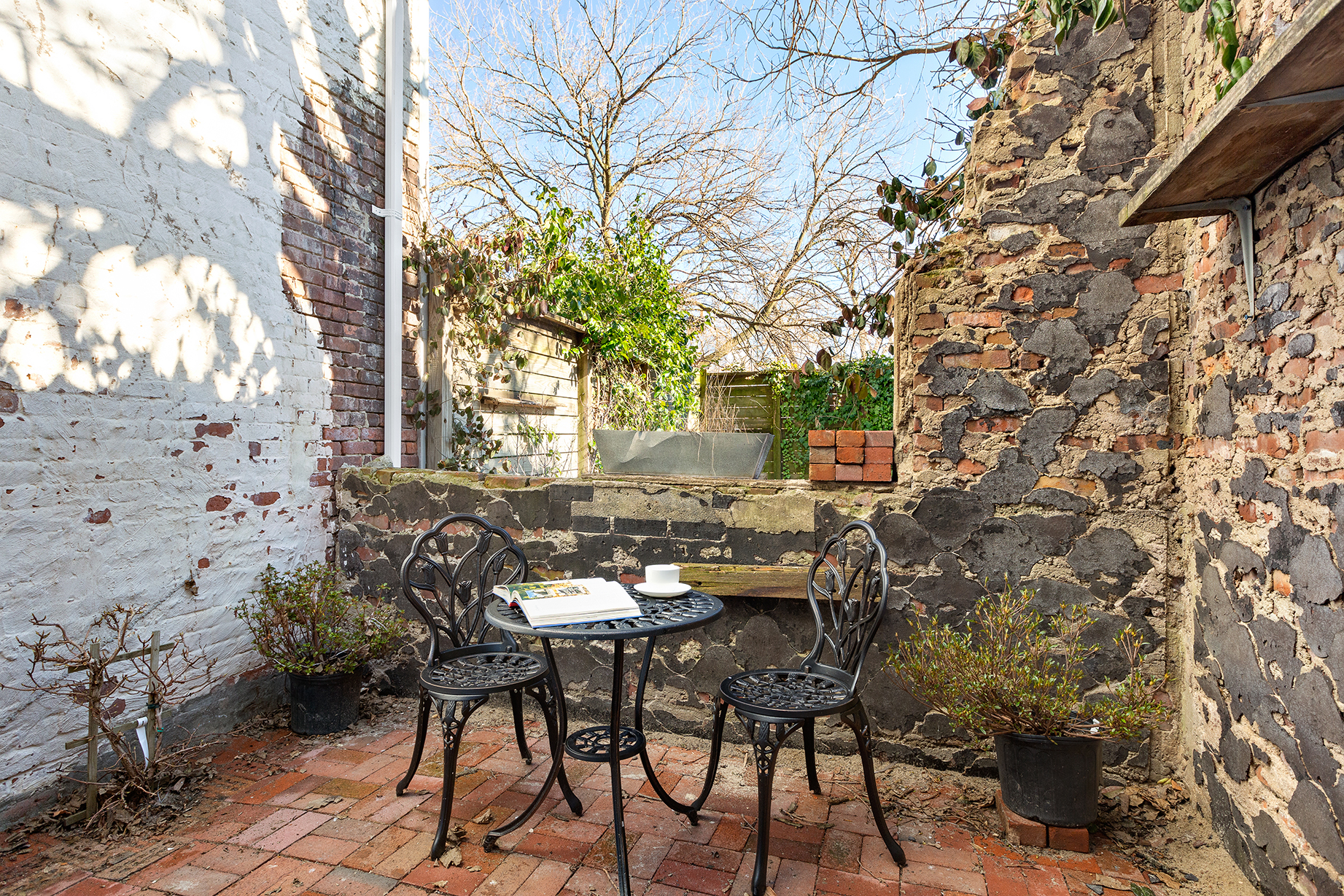 375 Van Brunt Street Brooklyn, NY 11231 - Photo 2 of 12 a view of backyard with table and chairs and a large tree