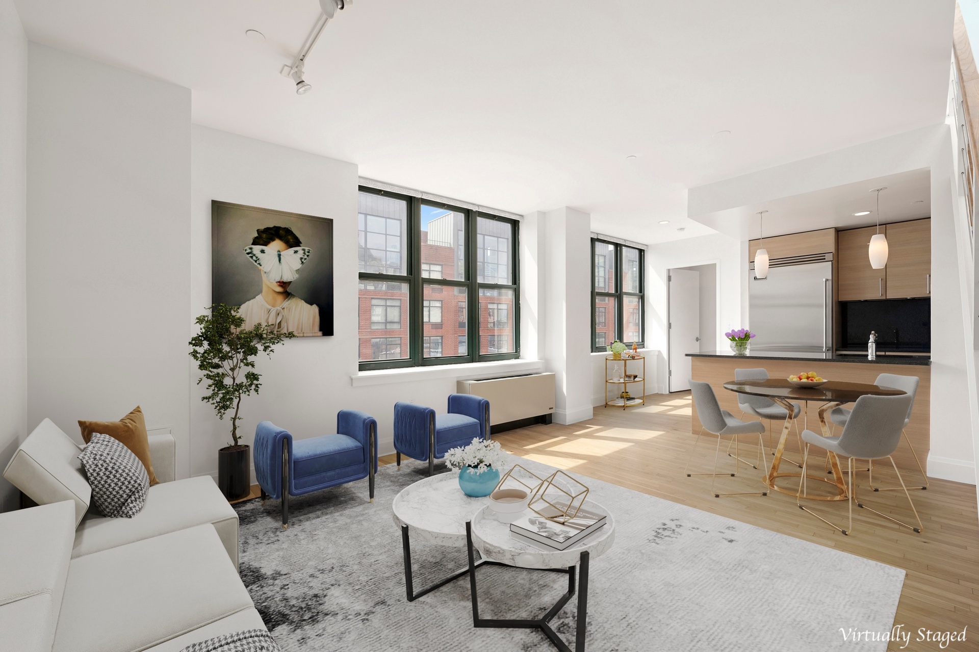 199 State Street, Unit PHD Brooklyn, NY 11201 - Photo 4 of 11 a living room with furniture and a large window