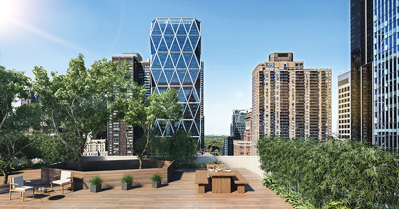 301 West 53rd Street, Unit 16D Manhattan, NY 10019 - Photo 15 of 16 a view of balcony with couch and potted plants
