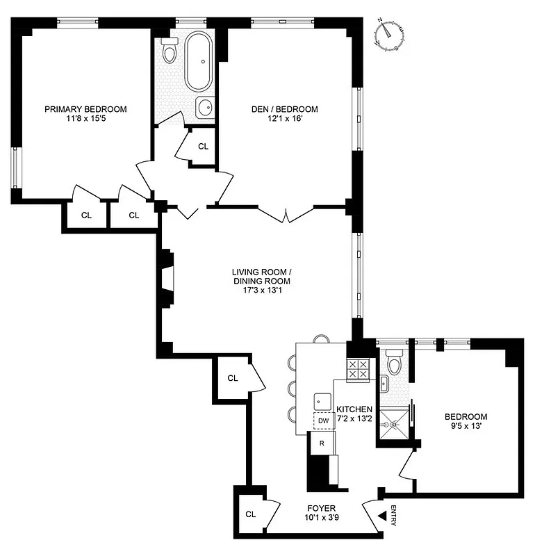 885 West End Avenue, Unit 12D Manhattan, NY 10025 - Photo 24 of 24 a picture of a floor plan