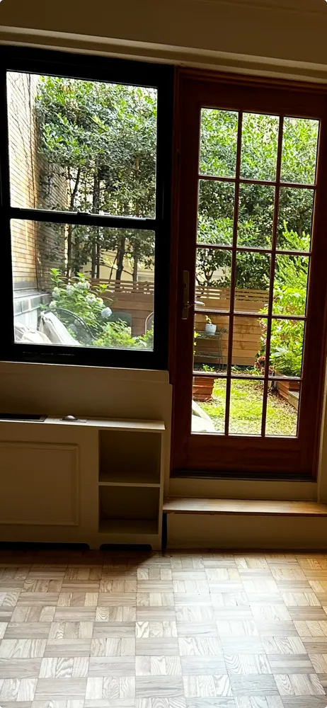 a view of a floor to ceiling window in a room