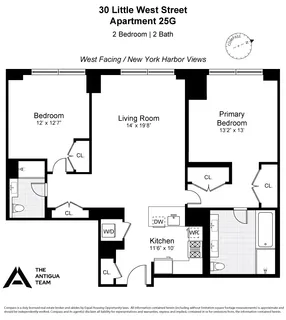 $1,850,000 | 30 West Street, Unit 25G | Battery Park City