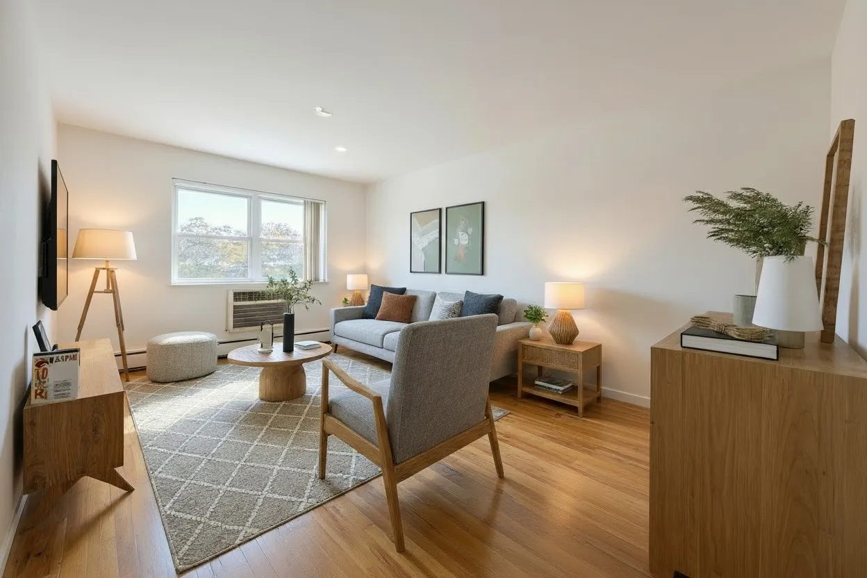 a living room with furniture and a flat screen tv