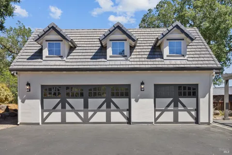 front view of house with large windows