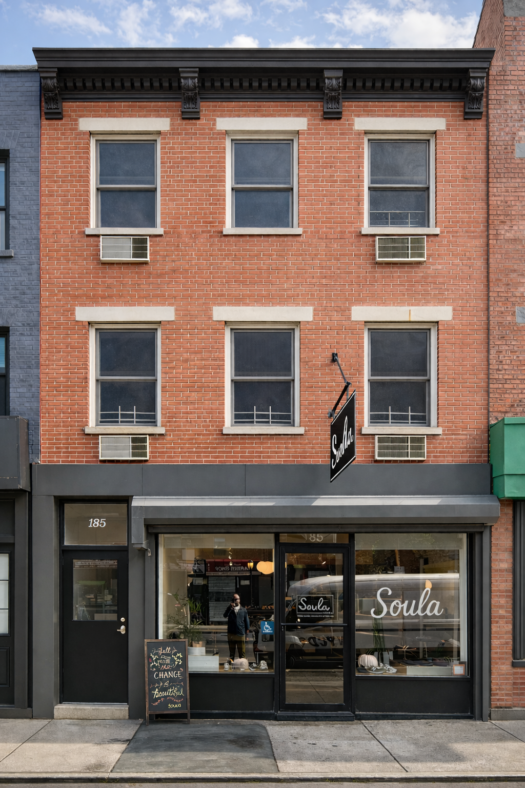 a building view with a outdoor space