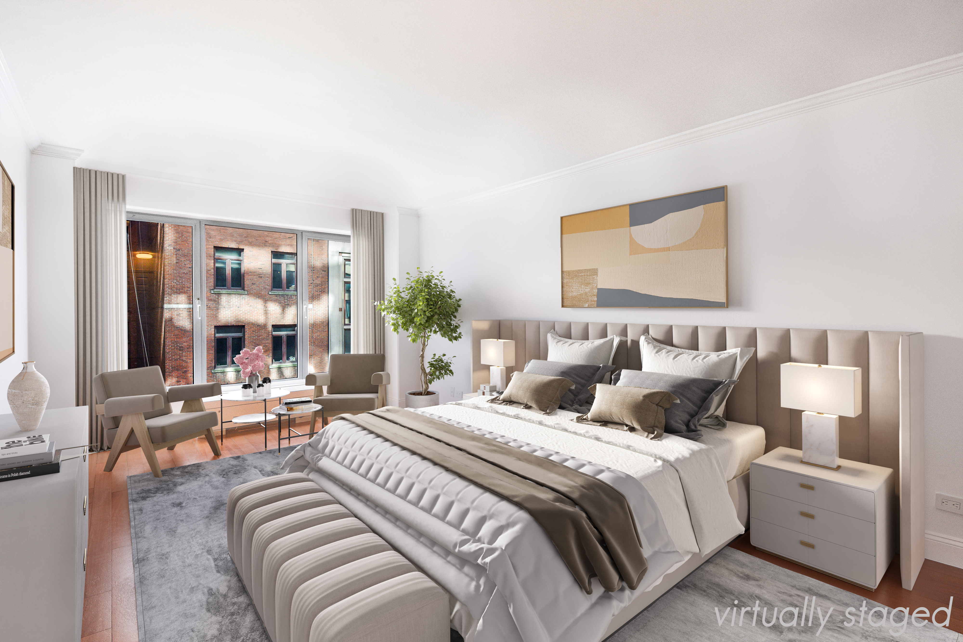 200 Central Park South, Unit 5M Manhattan, NY 10019 - Photo 3 of 15 a view of a bedroom with furniture and lamp