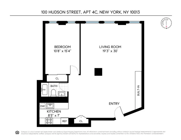 $1,475,000 | 100 Hudson Street, Unit 4C | TriBeCa