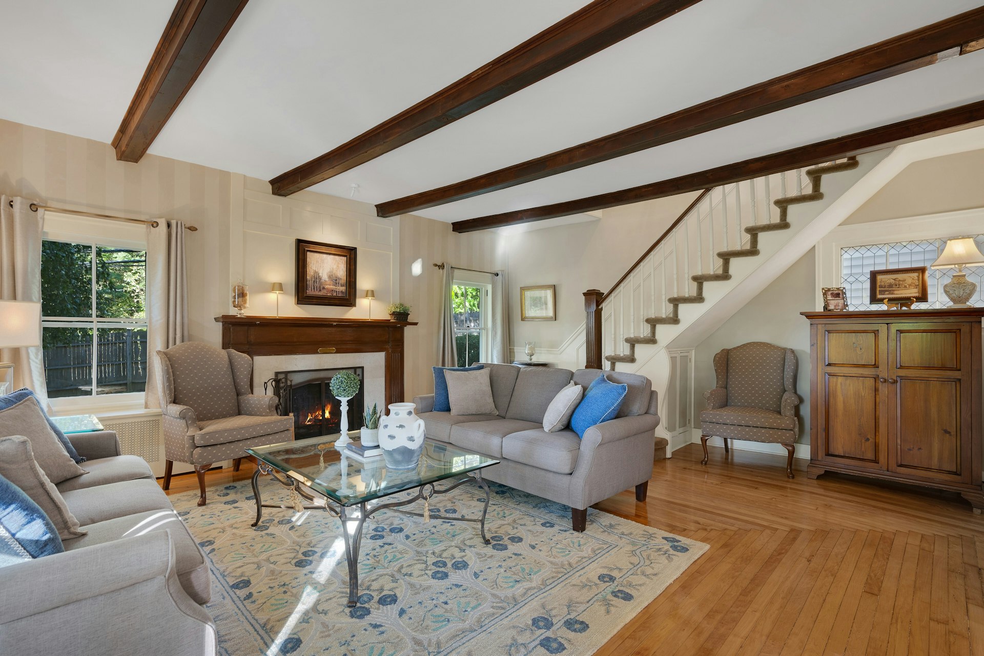 29 Evergreen Lane Watchung, NJ 07069 - Photo 23 of 54 a living room with furniture and a fireplace