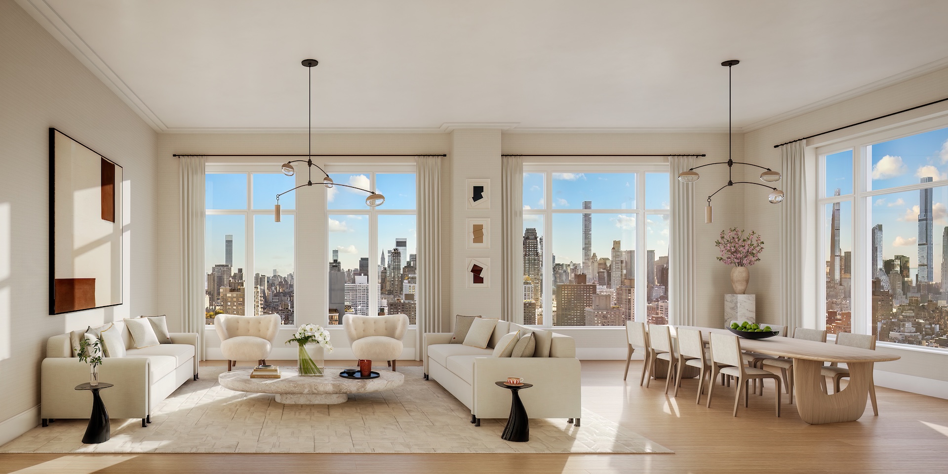 255 East 77th Street, Unit 10B Manhattan, NY 10075 - Photo 2 of 26 a living room with furniture and a chandelier