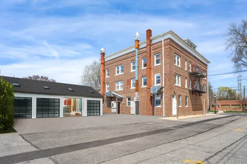 a car parked in front of a building