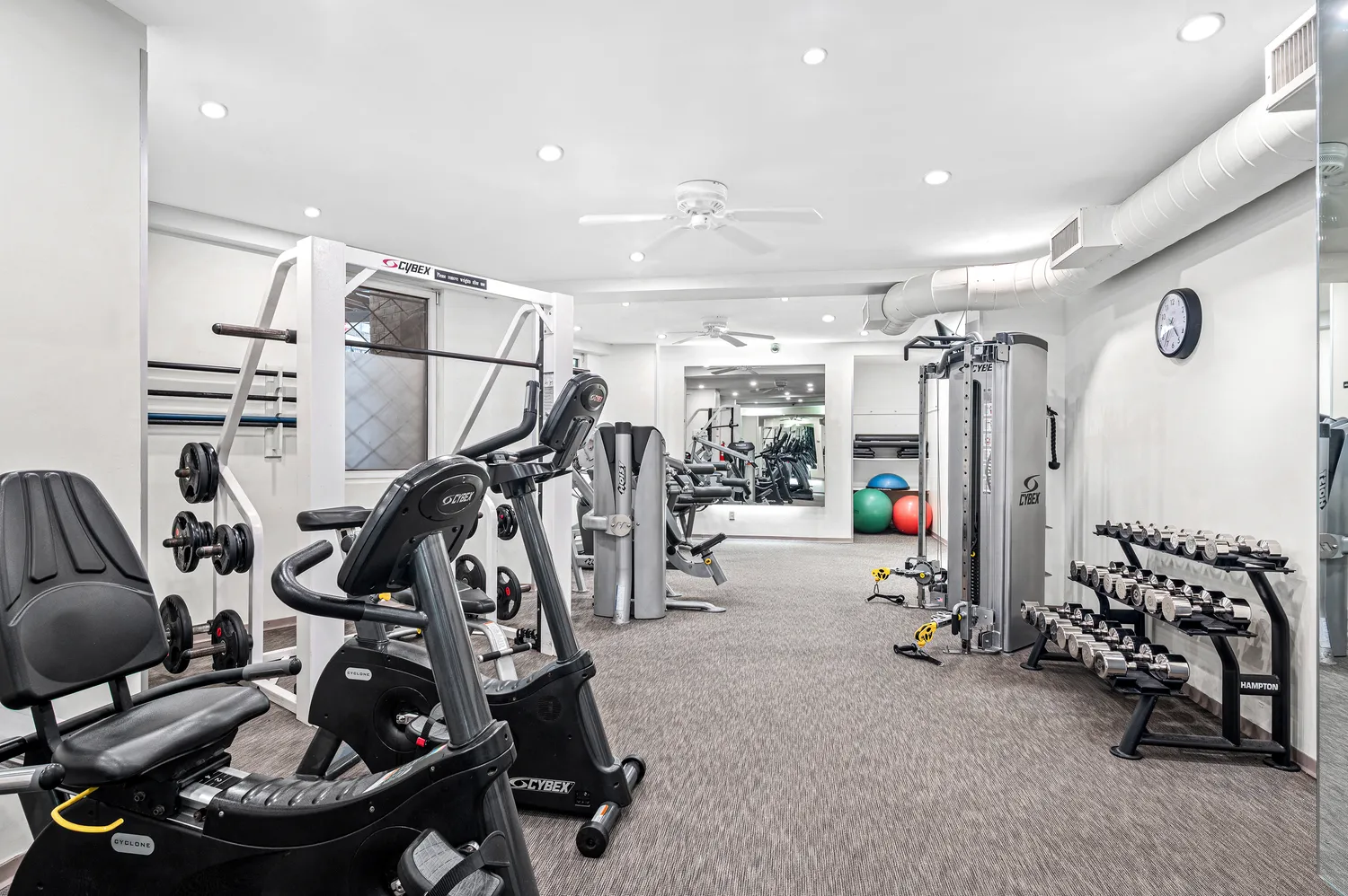 a view of a room with gym equipment
