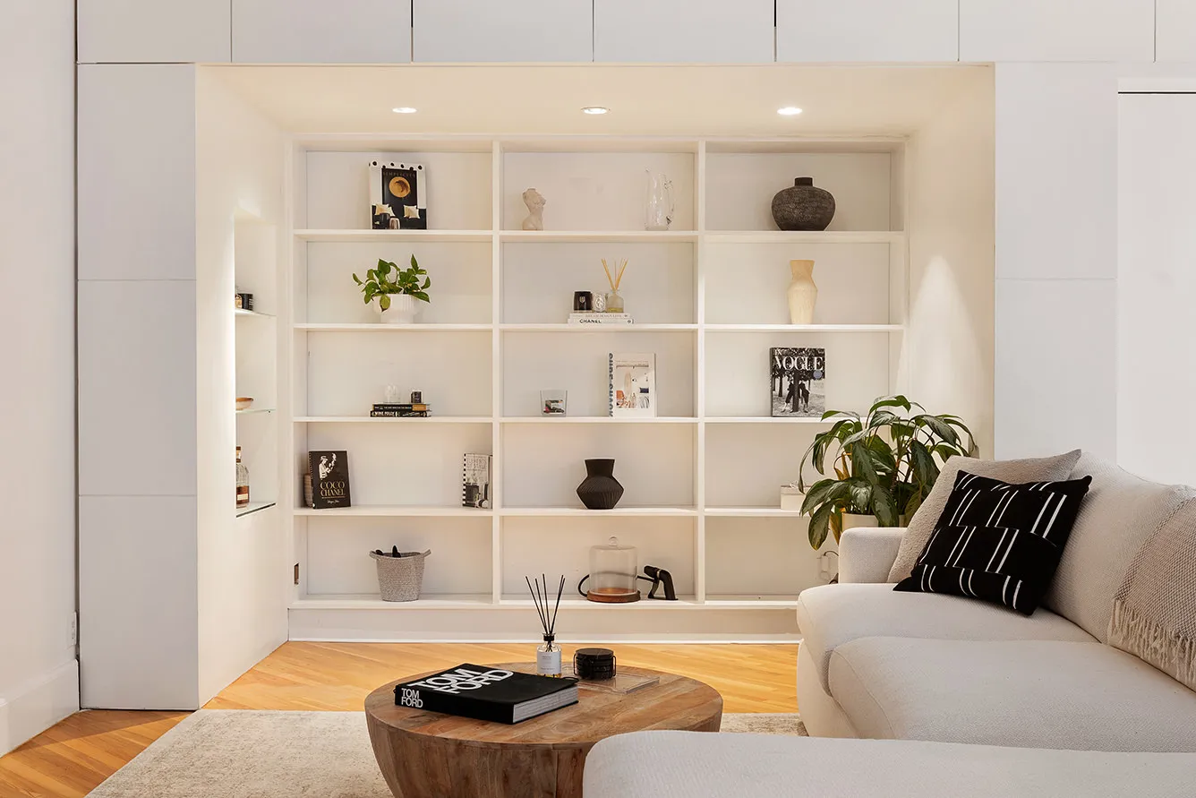 a living room with furniture