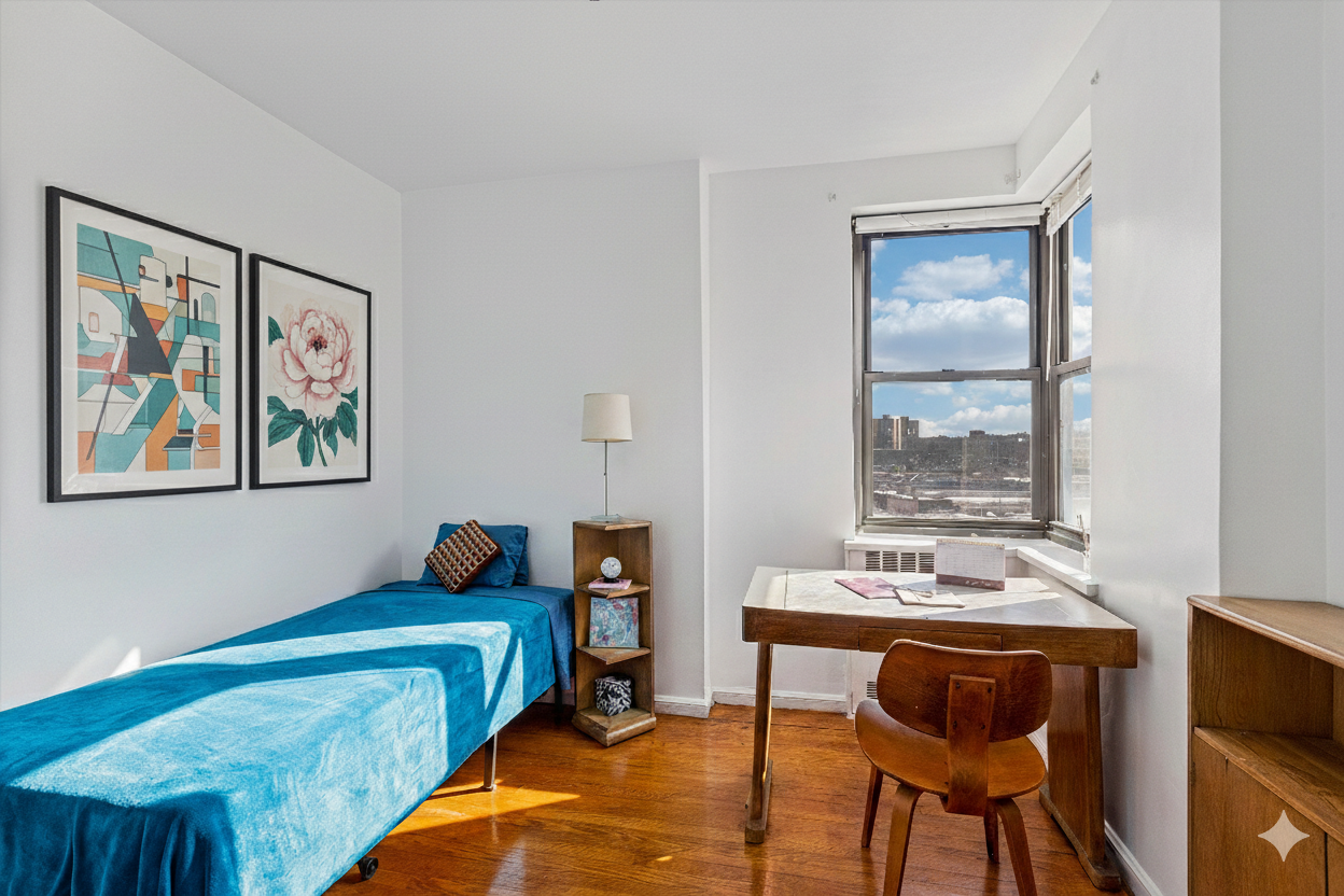 90 Park Terrace East, Unit 7C Manhattan, NY 10034 - Photo 10 of 21 a bedroom with bed and a window