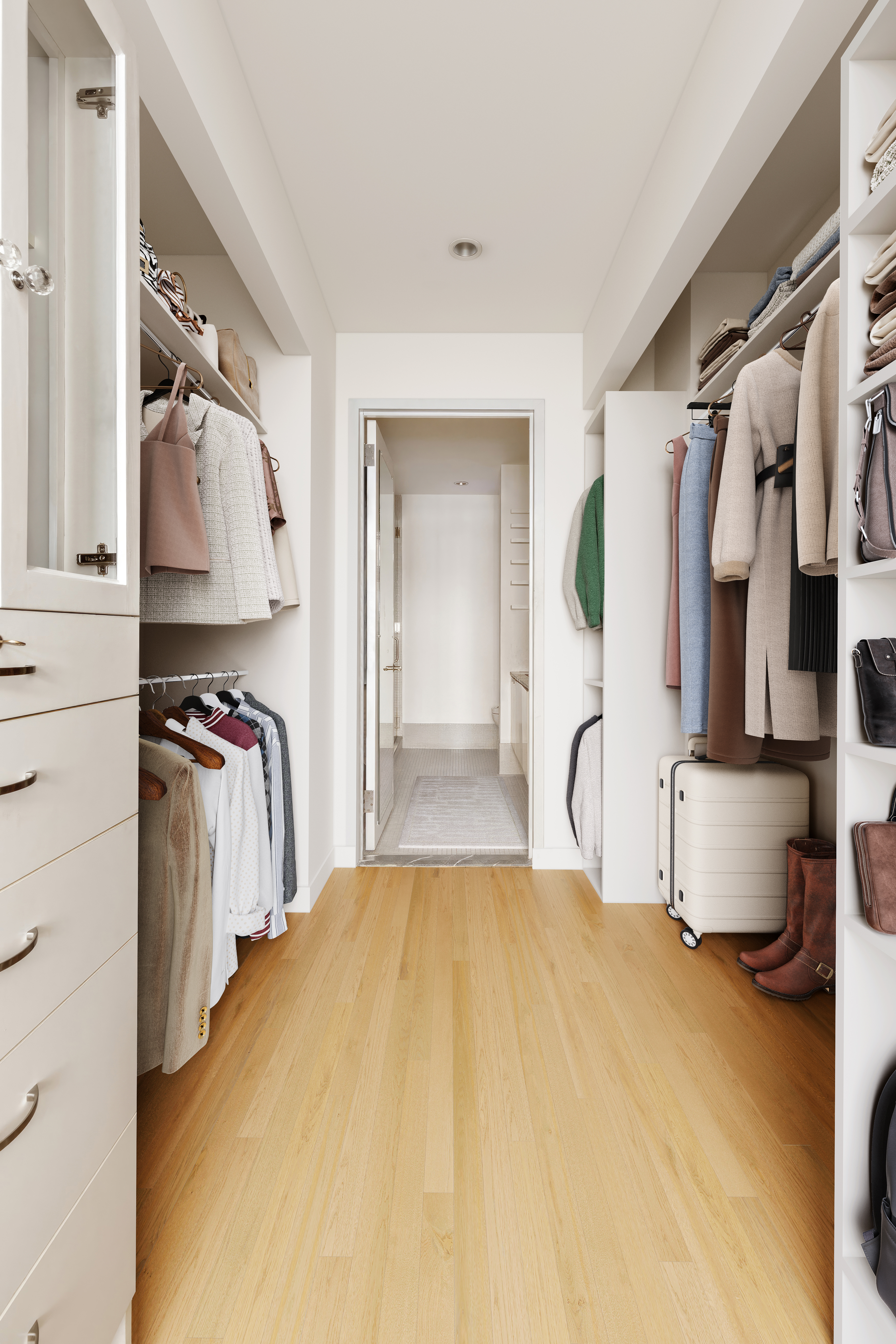 210 Lafayette Street, Unit 2D Manhattan, NY 10012 - Photo 8 of 14 a bedroom with a bed and a walk in closet