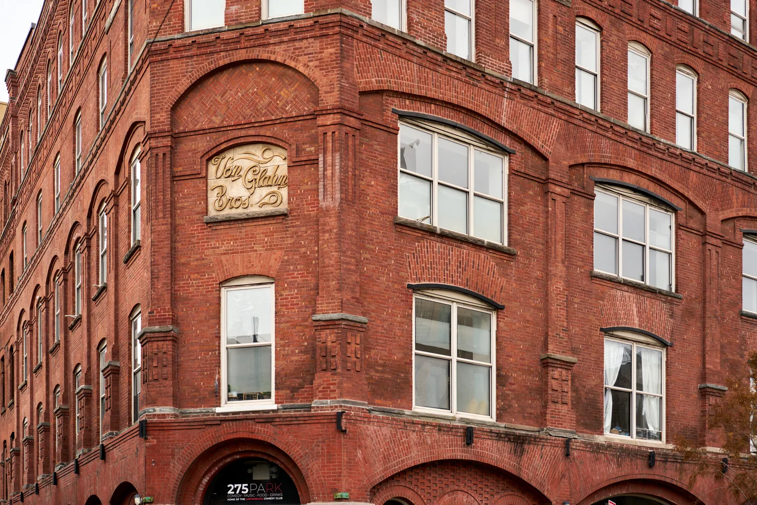 front view of a building with a window