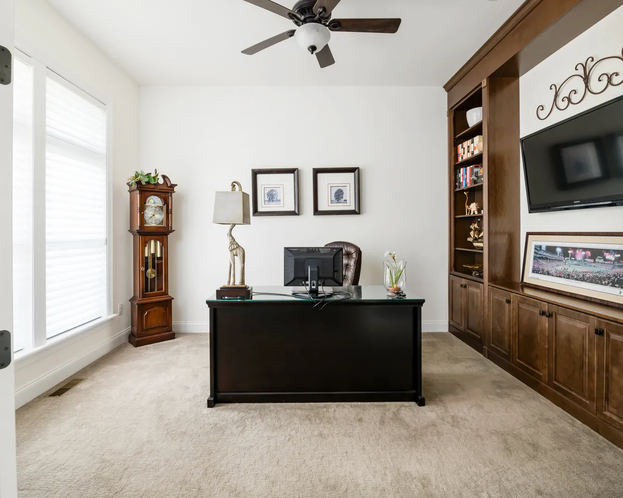 a living room with furniture and washing machine