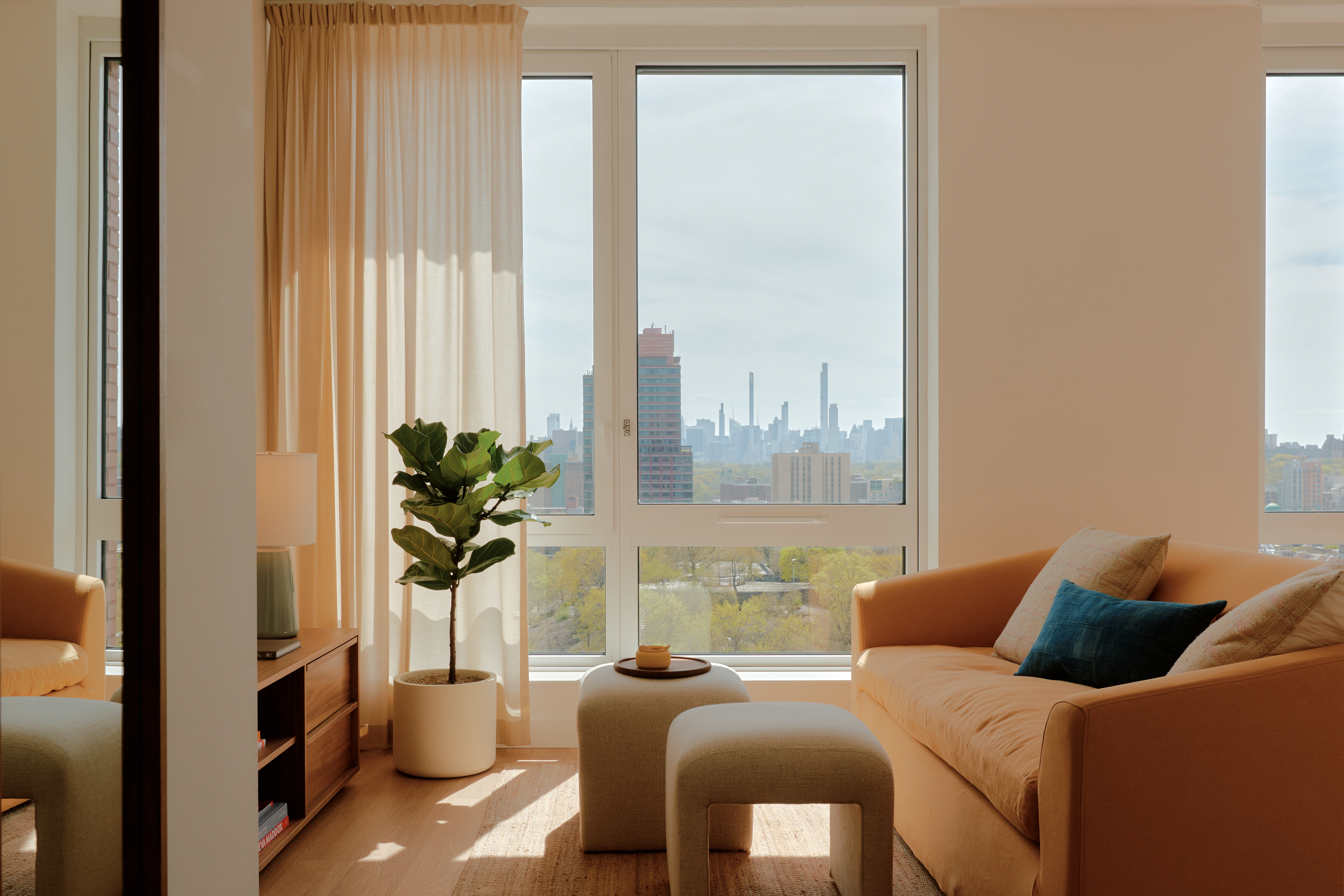 2035 5th Avenue, Unit 14M Manhattan, NY 10035 - Photo 1 of 14 a living room with furniture and a potted plant