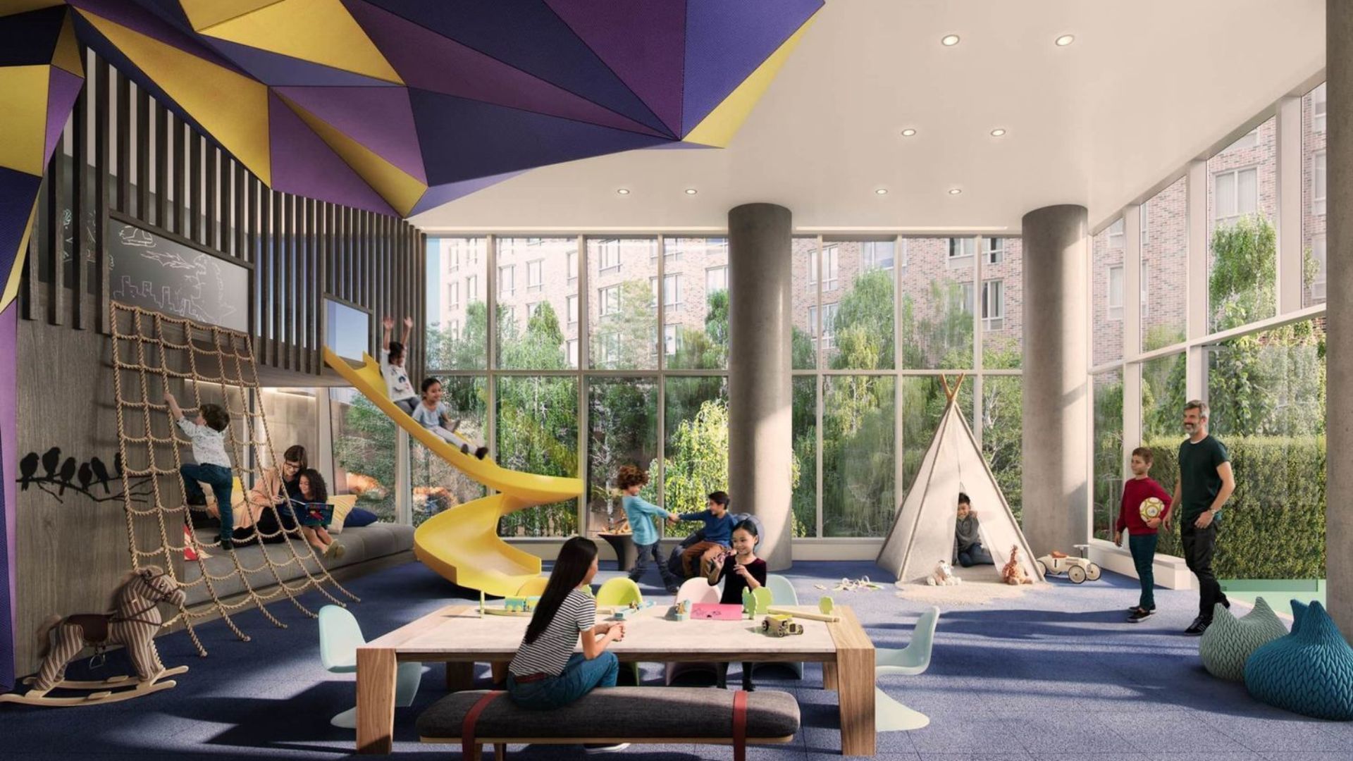 252 South Street, Unit 53E Manhattan, NY 10002 - Photo 14 of 17 a view of gym equipment with wooden floor and windows