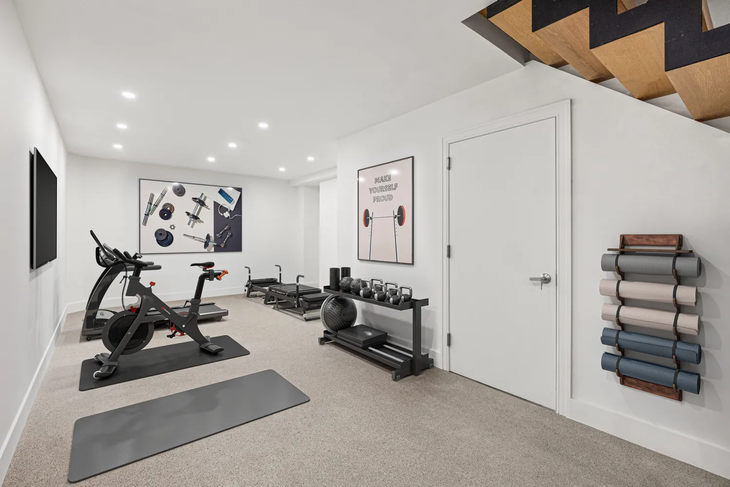 a view of a room with gym equipment