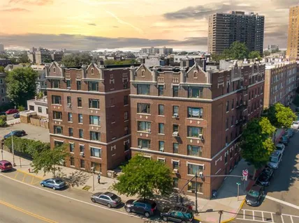 a view of a city with tall buildings