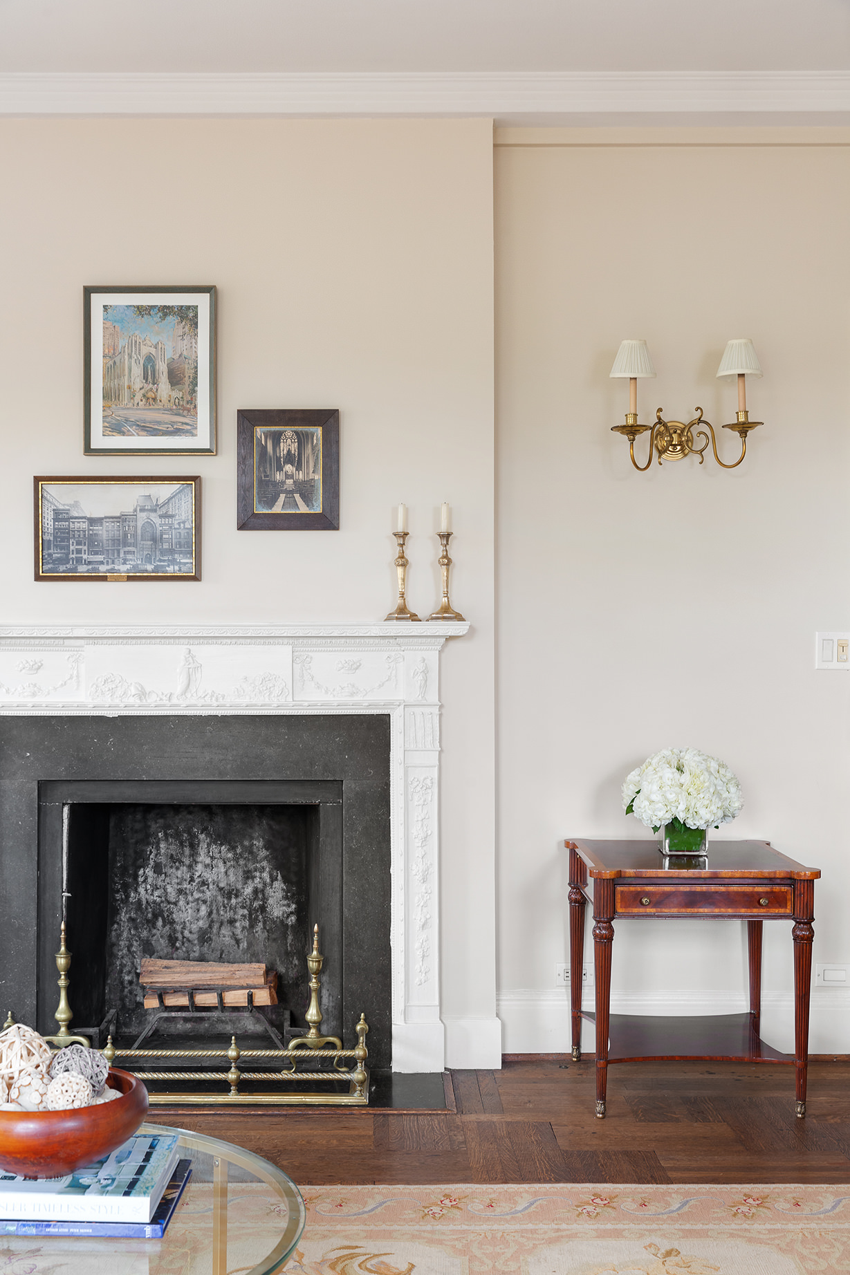 1115 5th Avenue, Unit 5B Manhattan, NY 10128 - Photo 7 of 19 a living room with furniture and a fireplace