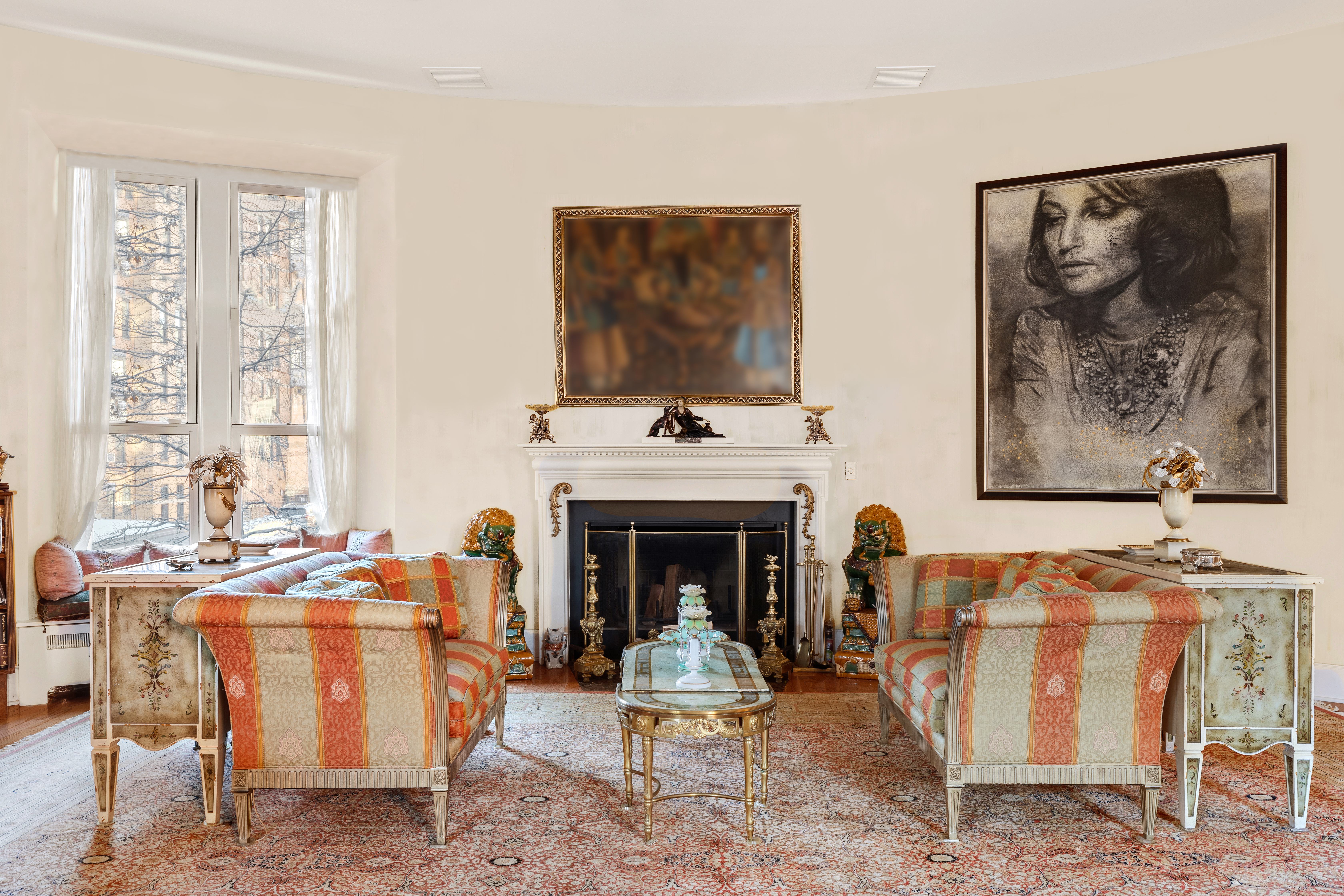 455 Central Park West, Unit 11 Manhattan, NY 10025 - Photo 4 of 18 a living room with furniture a fireplace and windows