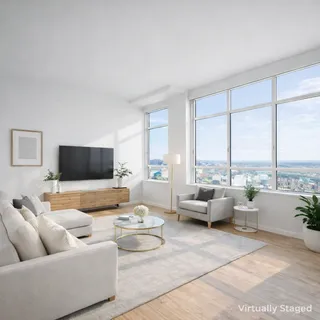 a view of a park with large trees