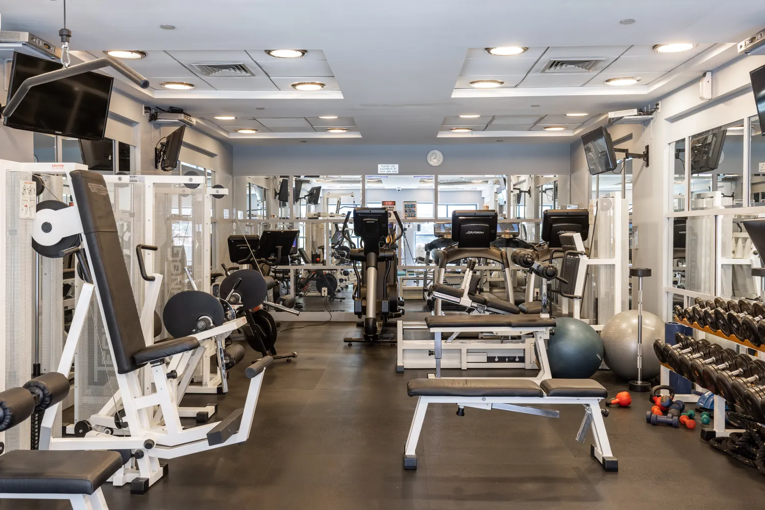 a view of a room with gym equipment