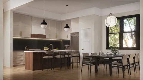 a view of a a dining room with furniture window and wooden floor